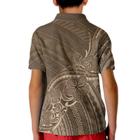 Brown Polynesia Plumeria Tattoo Kid Polo Shirt LT14 - Polynesian Pride