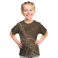 Brown Polynesia Plumeria Tattoo Kid T Shirt LT14 Brown - Polynesian Pride