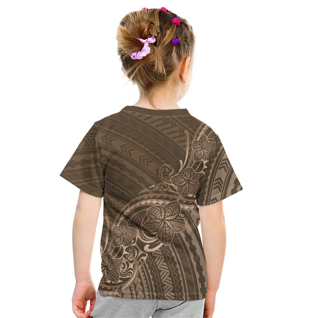 Brown Polynesia Plumeria Tattoo Kid T Shirt LT14 - Polynesian Pride