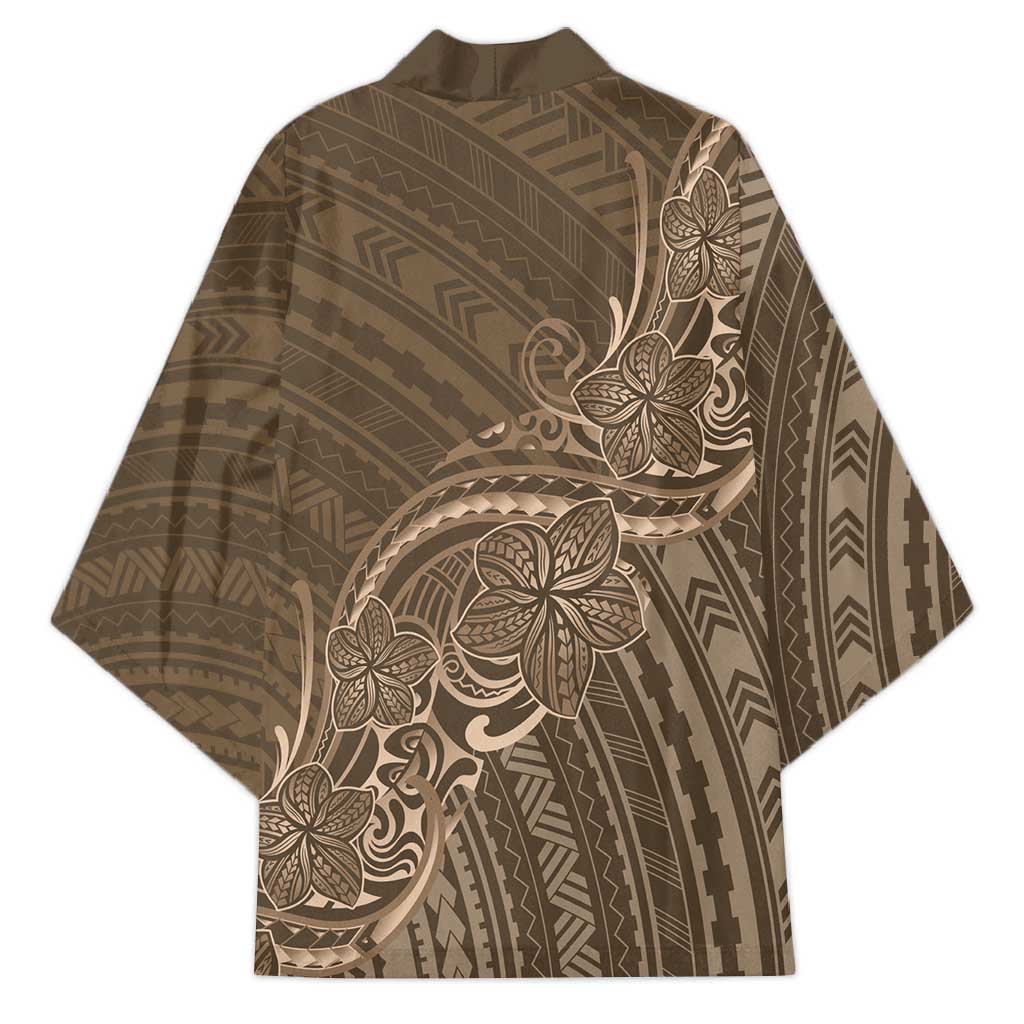 Brown Polynesia Plumeria Tattoo Kimono LT14 - Polynesian Pride