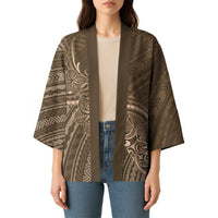 Brown Polynesia Plumeria Tattoo Kimono LT14 - Polynesian Pride