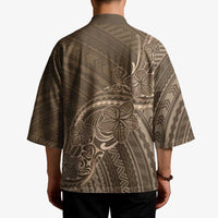 Brown Polynesia Plumeria Tattoo Kimono LT14 - Polynesian Pride