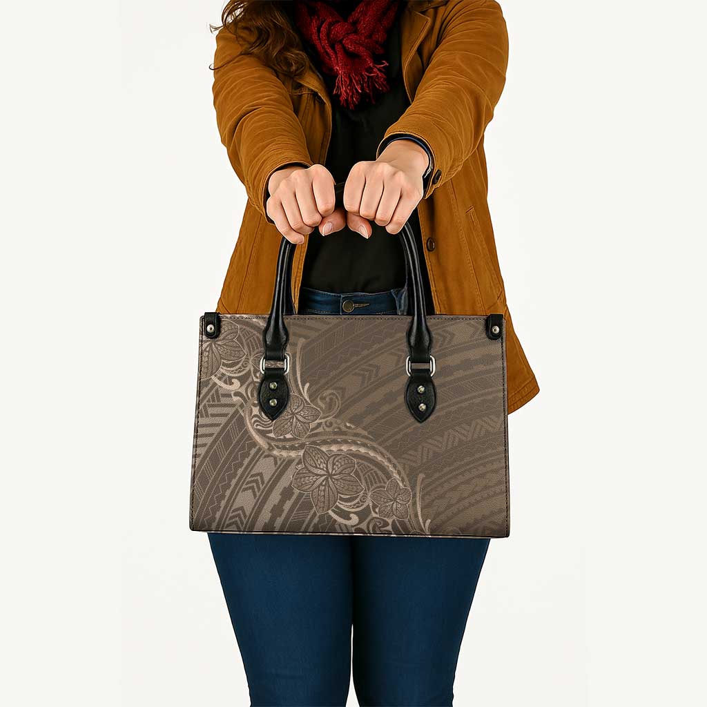 Brown Polynesia Plumeria Tattoo Leather Bag LT14 - Polynesian Pride