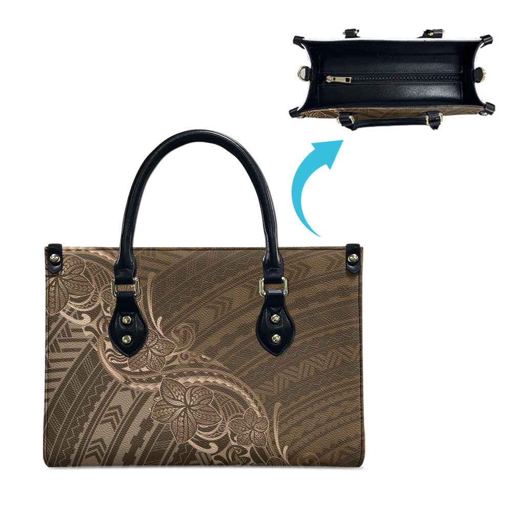 Brown Polynesia Plumeria Tattoo Leather Bag LT14 - Polynesian Pride