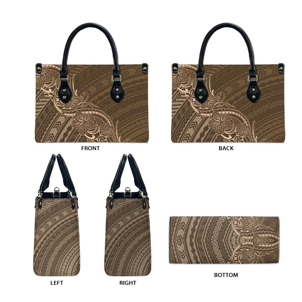 Brown Polynesia Plumeria Tattoo Leather Bag LT14 - Polynesian Pride