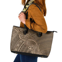 Brown Polynesia Plumeria Tattoo Leather Tote Bag LT14 Brown - Polynesian Pride