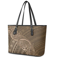 Brown Polynesia Plumeria Tattoo Leather Tote Bag LT14 - Polynesian Pride