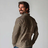 Brown Polynesia Plumeria Tattoo Long Sleeve Polo Shirt LT14 - Polynesian Pride