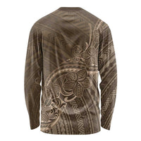 Brown Polynesia Plumeria Tattoo Long Sleeve Shirt LT14 - Polynesian Pride