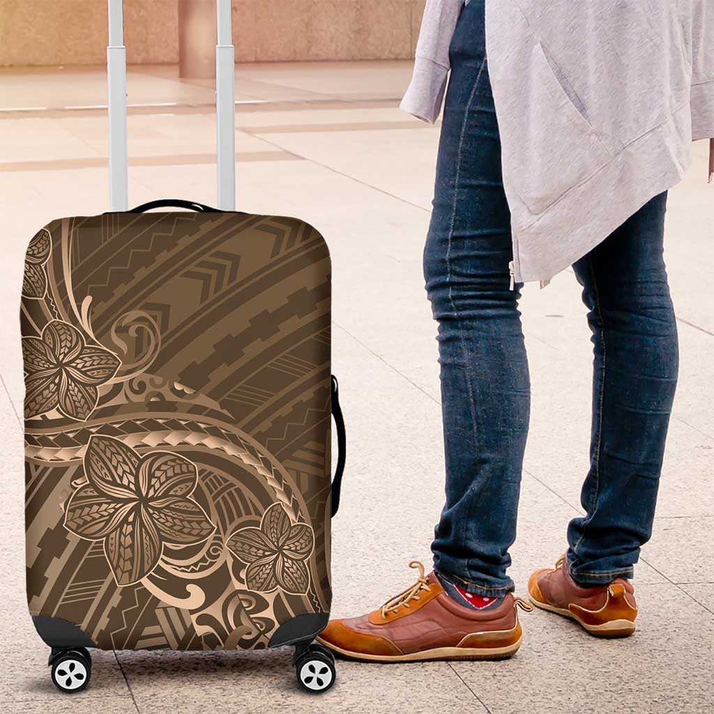 Brown Polynesia Plumeria Tattoo Luggage Cover LT14 Brown - Polynesian Pride
