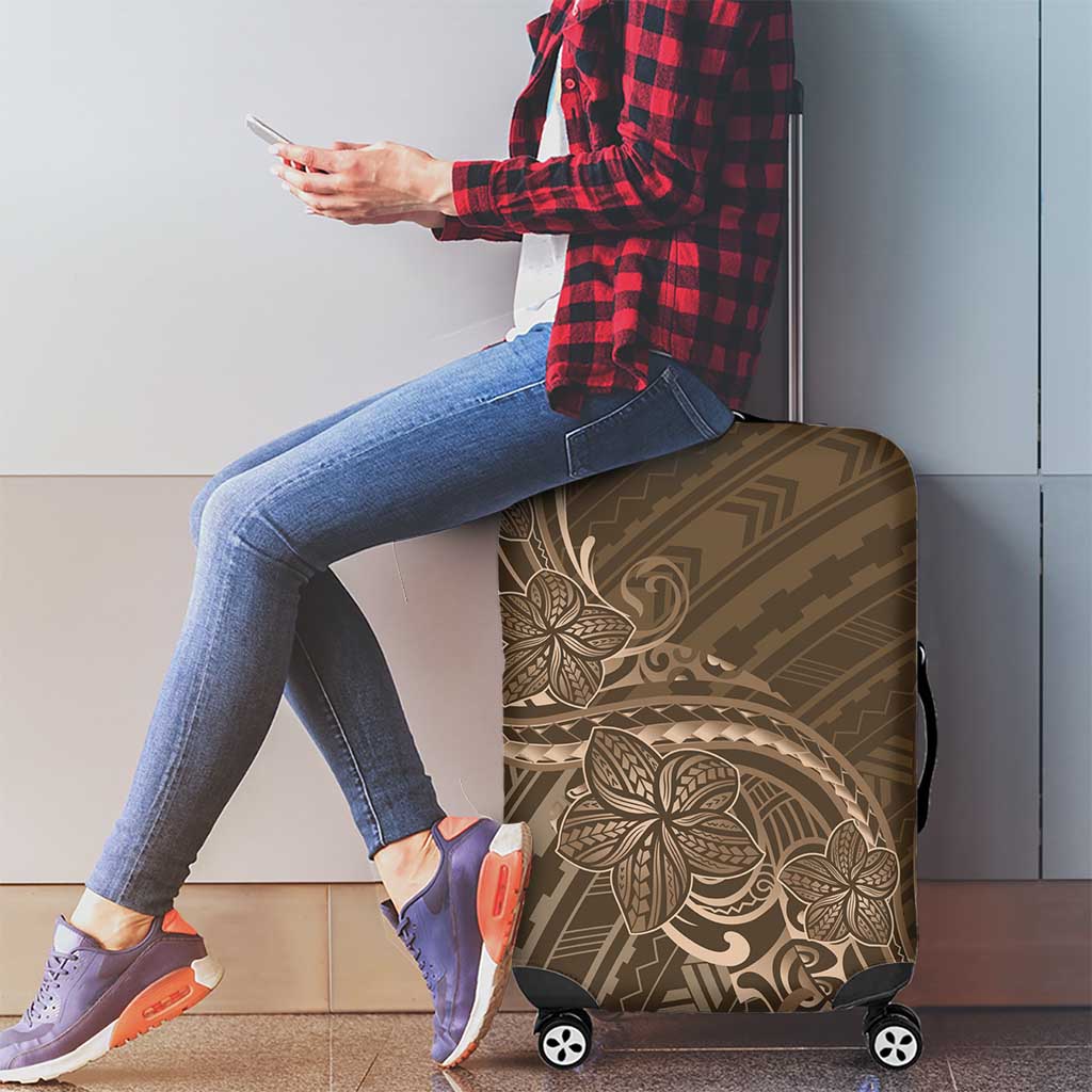 Brown Polynesia Plumeria Tattoo Luggage Cover LT14 - Polynesian Pride