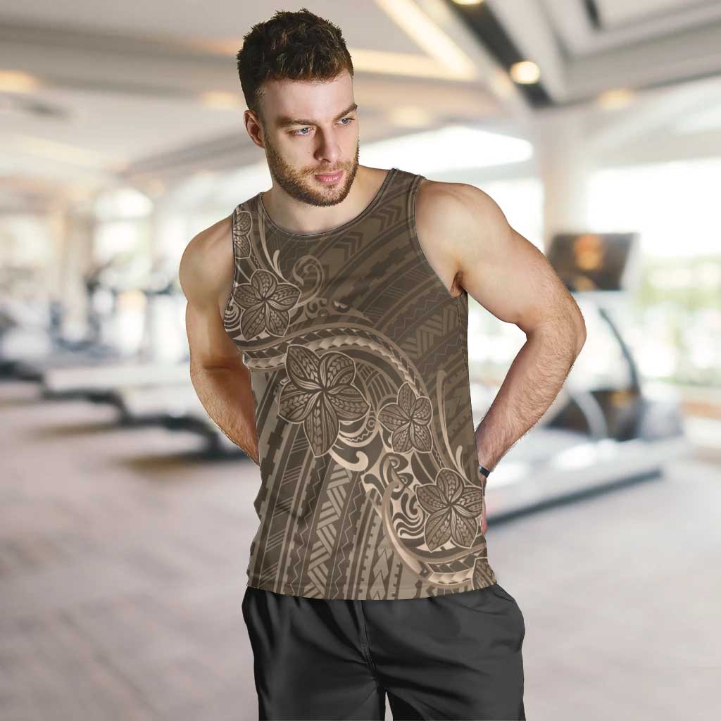 Brown Polynesia Plumeria Tattoo Men Tank Top LT14 Brown - Polynesian Pride