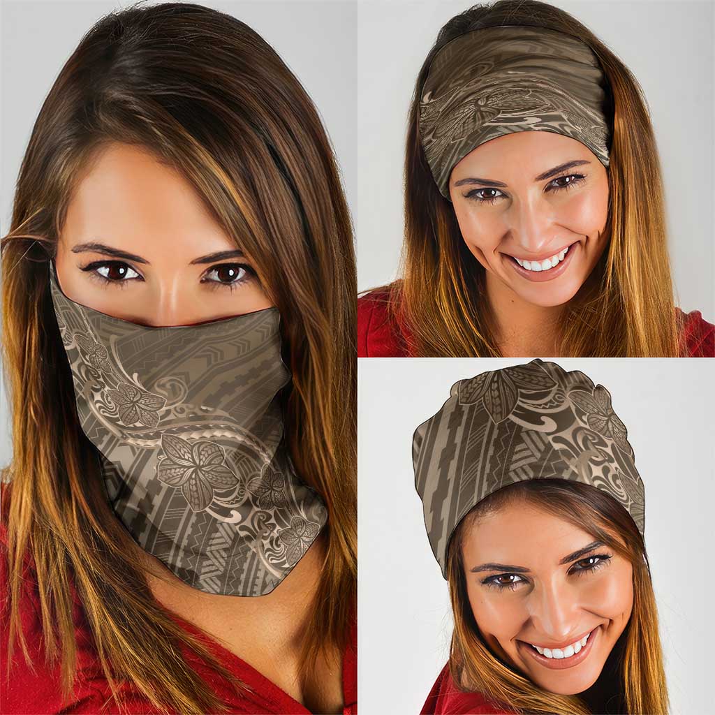 Brown Polynesia Plumeria Tattoo Neck Gaiter LT14 - Polynesian Pride