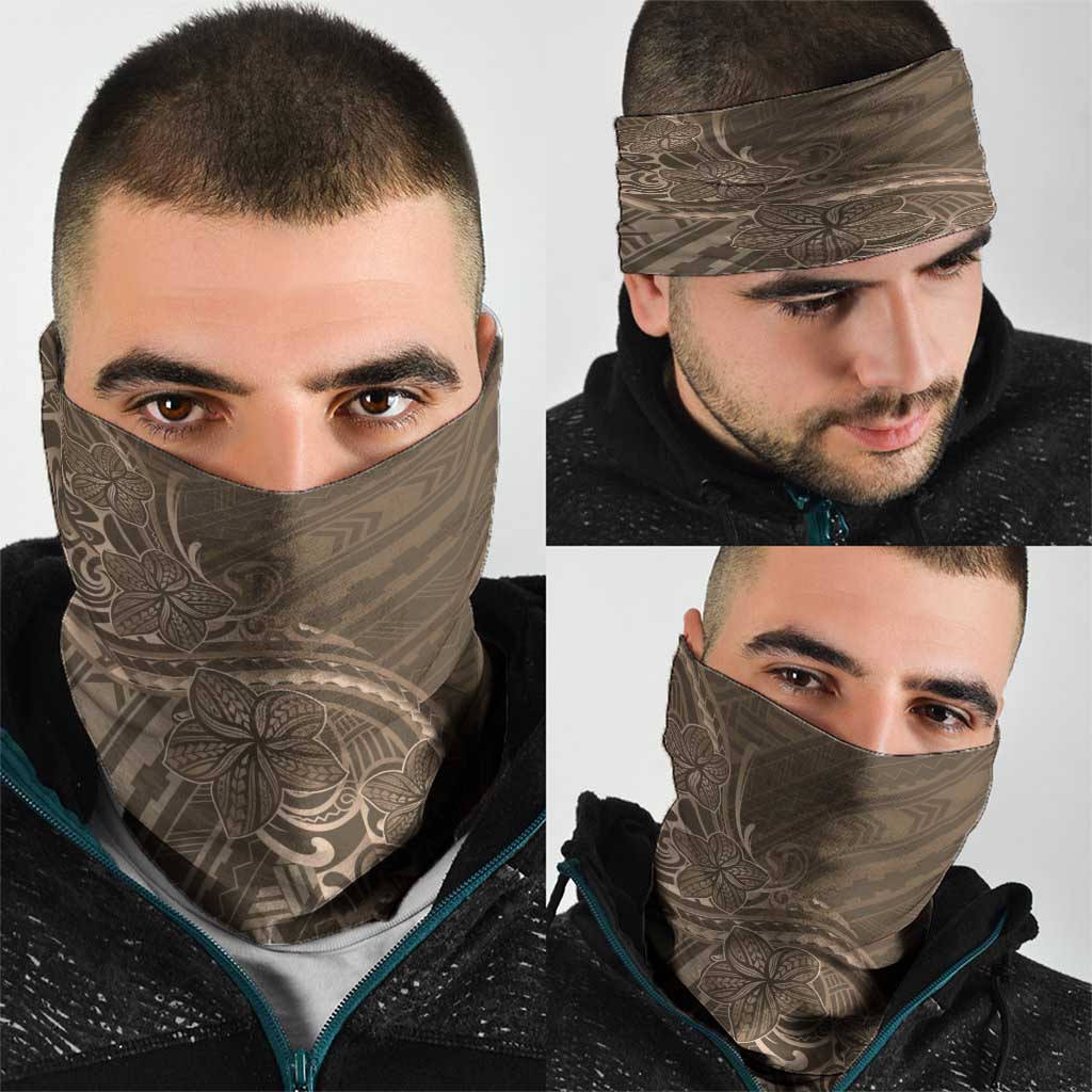 Brown Polynesia Plumeria Tattoo Neck Gaiter LT14 - Polynesian Pride
