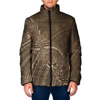 Brown Polynesia Plumeria Tattoo Padded Jacket LT14 Men Brown - Polynesian Pride