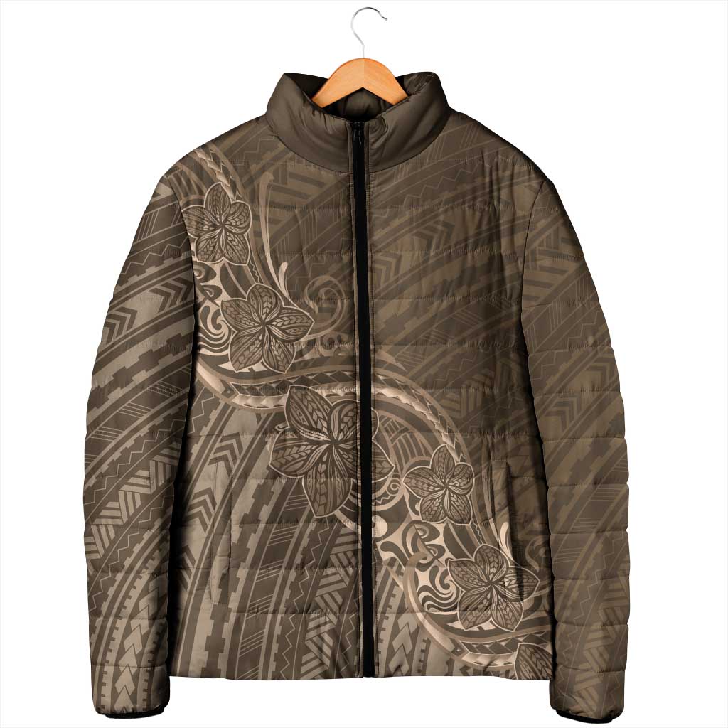 Brown Polynesia Plumeria Tattoo Padded Jacket LT14 - Polynesian Pride