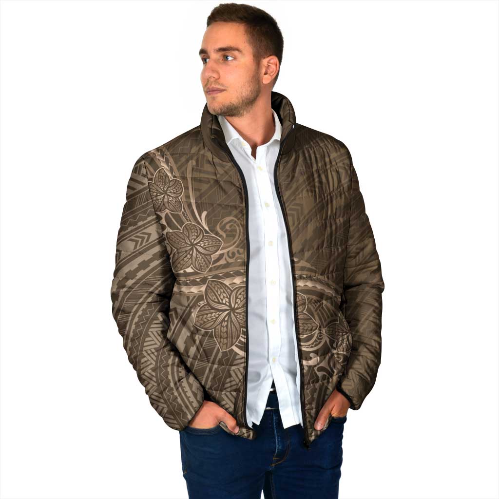 Brown Polynesia Plumeria Tattoo Padded Jacket LT14 - Polynesian Pride