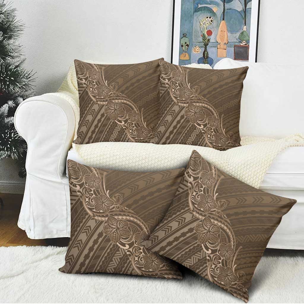 Brown Polynesia Plumeria Tattoo Pillow Cover LT14 - Polynesian Pride