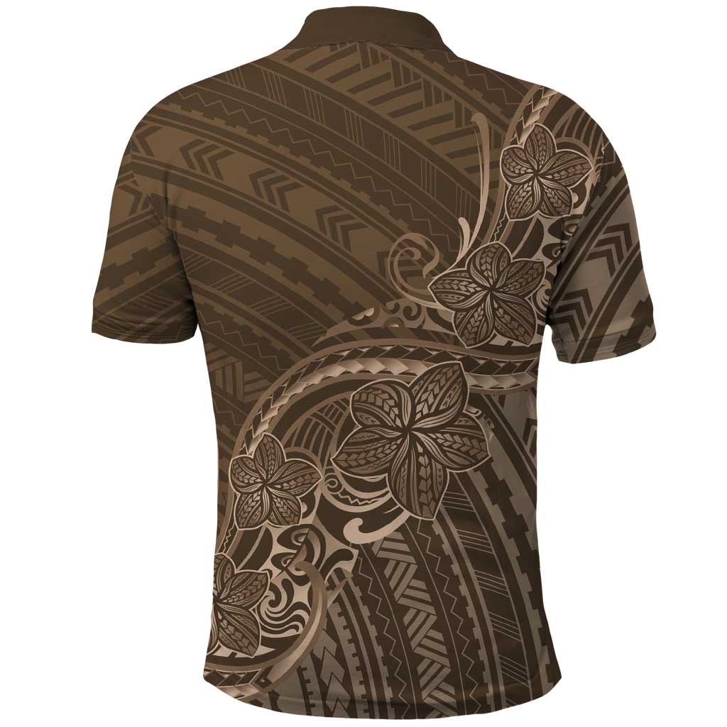 Brown Polynesia Plumeria Tattoo Polo Shirt LT14 - Polynesian Pride