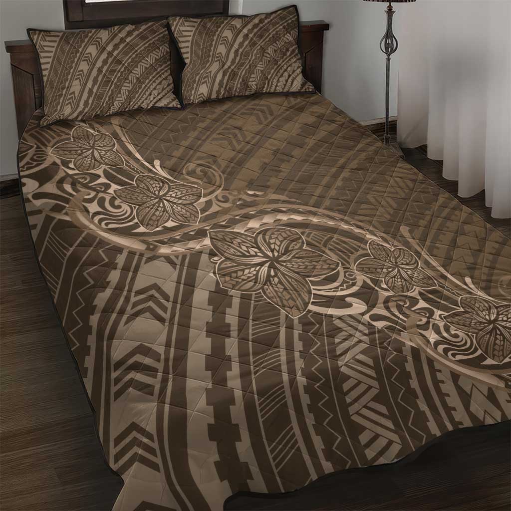 Brown Polynesia Plumeria Tattoo Quilt Bed Set LT14 Brown - Polynesian Pride