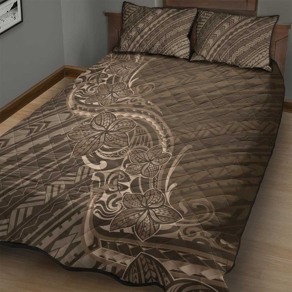Brown Polynesia Plumeria Tattoo Quilt Bed Set LT14 - Polynesian Pride