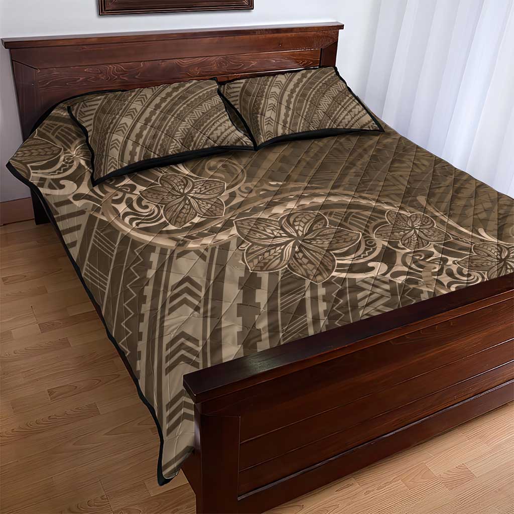 Brown Polynesia Plumeria Tattoo Quilt Bed Set LT14 - Polynesian Pride