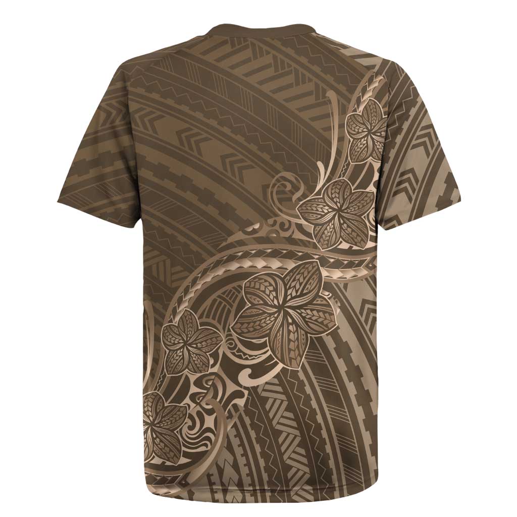 Brown Polynesia Plumeria Tattoo Rugby Jersey LT14 - Polynesian Pride