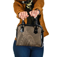 Brown Polynesia Plumeria Tattoo Shoulder Handbag