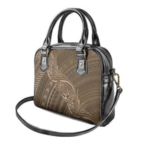 Brown Polynesia Plumeria Tattoo Shoulder Handbag