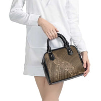 Brown Polynesia Plumeria Tattoo Shoulder Handbag