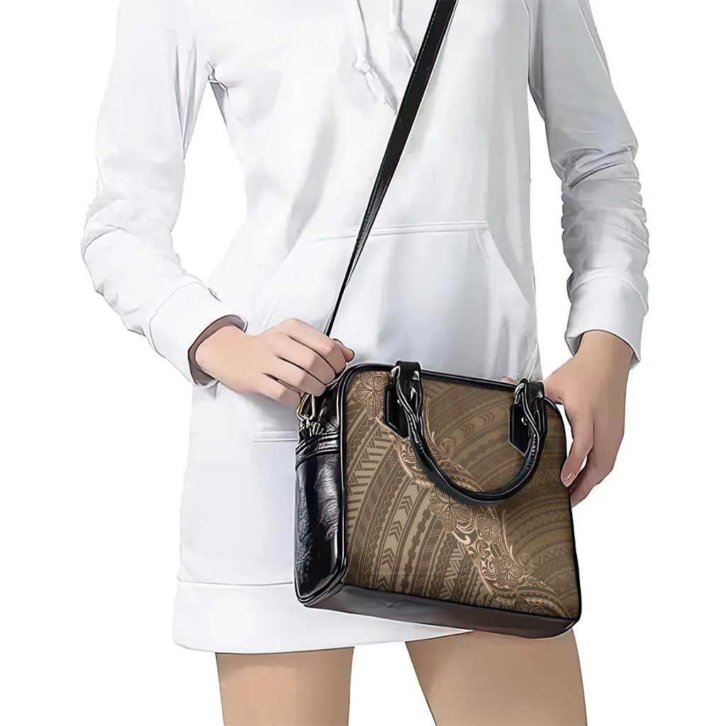 Brown Polynesia Plumeria Tattoo Shoulder Handbag
