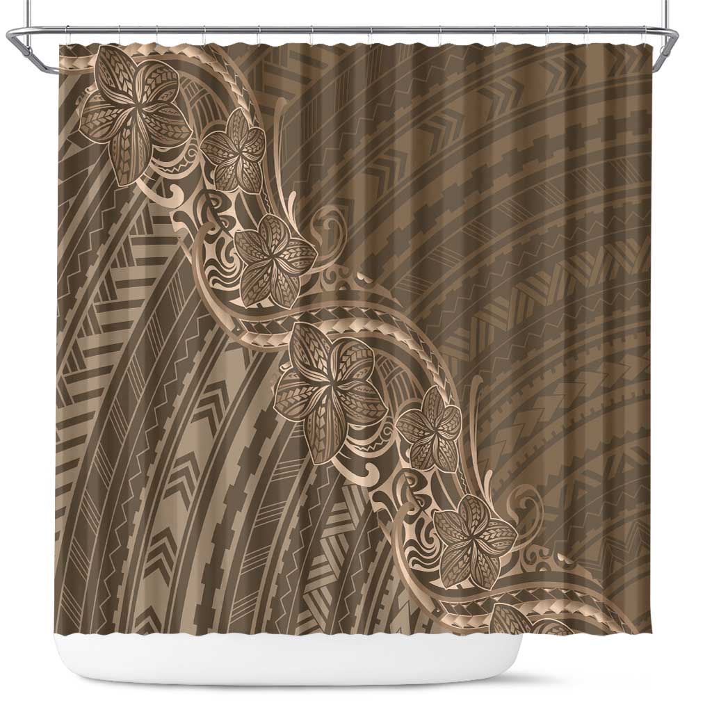 Brown Polynesia Plumeria Tattoo Shower Curtain LT14 Brown - Polynesian Pride