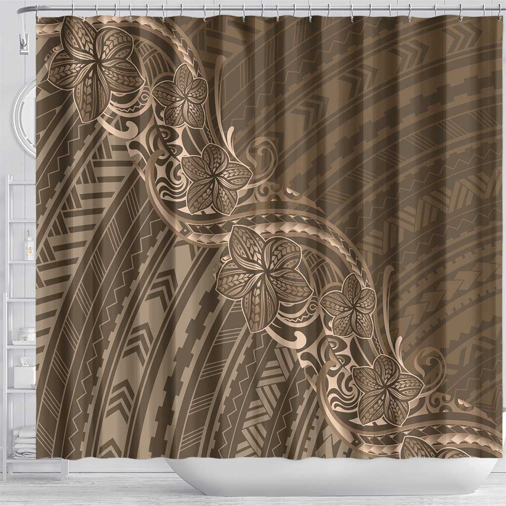 Brown Polynesia Plumeria Tattoo Shower Curtain LT14 - Polynesian Pride