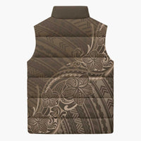 Brown Polynesia Plumeria Tattoo Sleeveless Puffer Jacket LT14 - Polynesian Pride