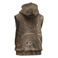 Brown Polynesia Plumeria Tattoo Sleeveless Zip Hoodie