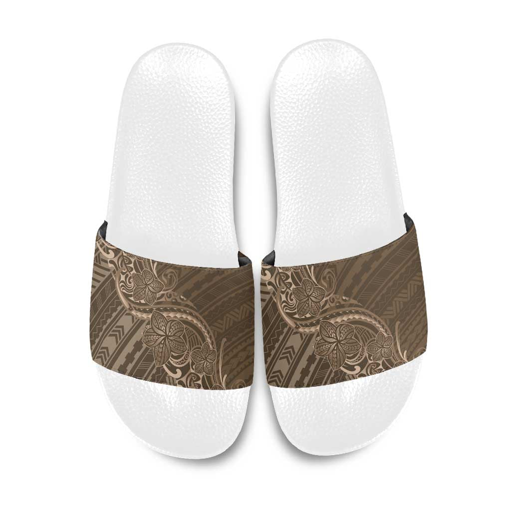 Brown Polynesia Plumeria Tattoo Slide Sandals LT14 Brown - Polynesian Pride
