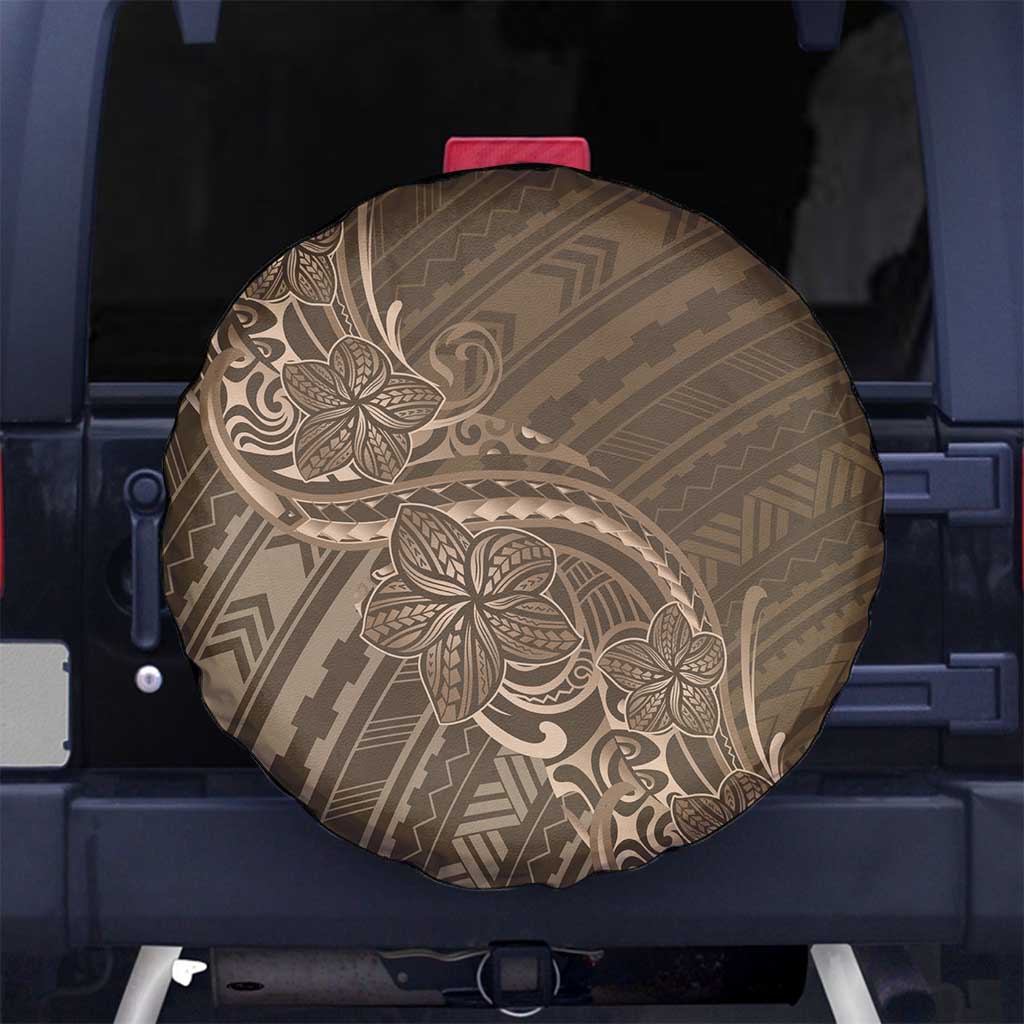 Brown Polynesia Plumeria Tattoo Spare Tire Cover LT14 No hole Brown - Polynesian Pride