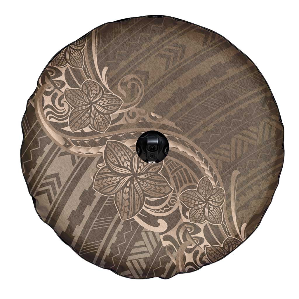 Brown Polynesia Plumeria Tattoo Spare Tire Cover LT14 - Polynesian Pride