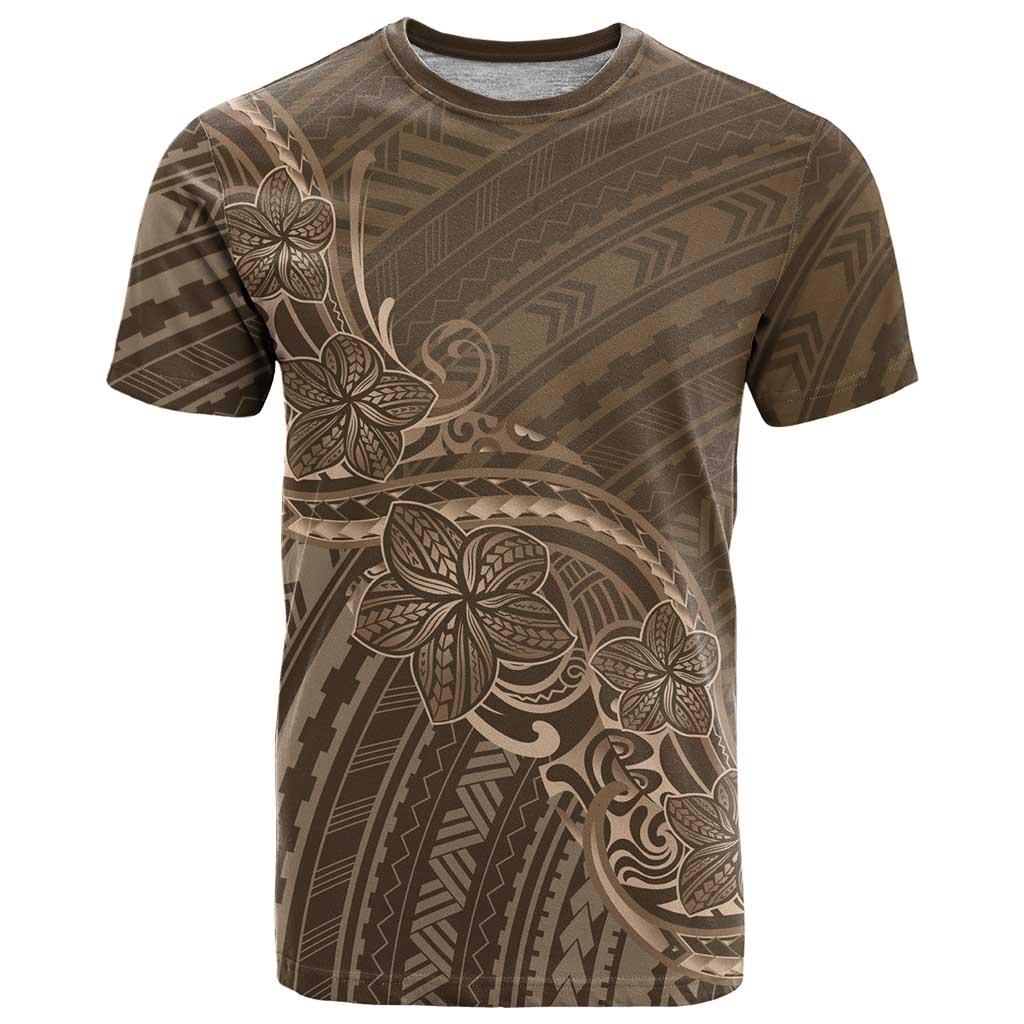 Brown Polynesia Plumeria Tattoo T Shirt LT14 Brown - Polynesian Pride
