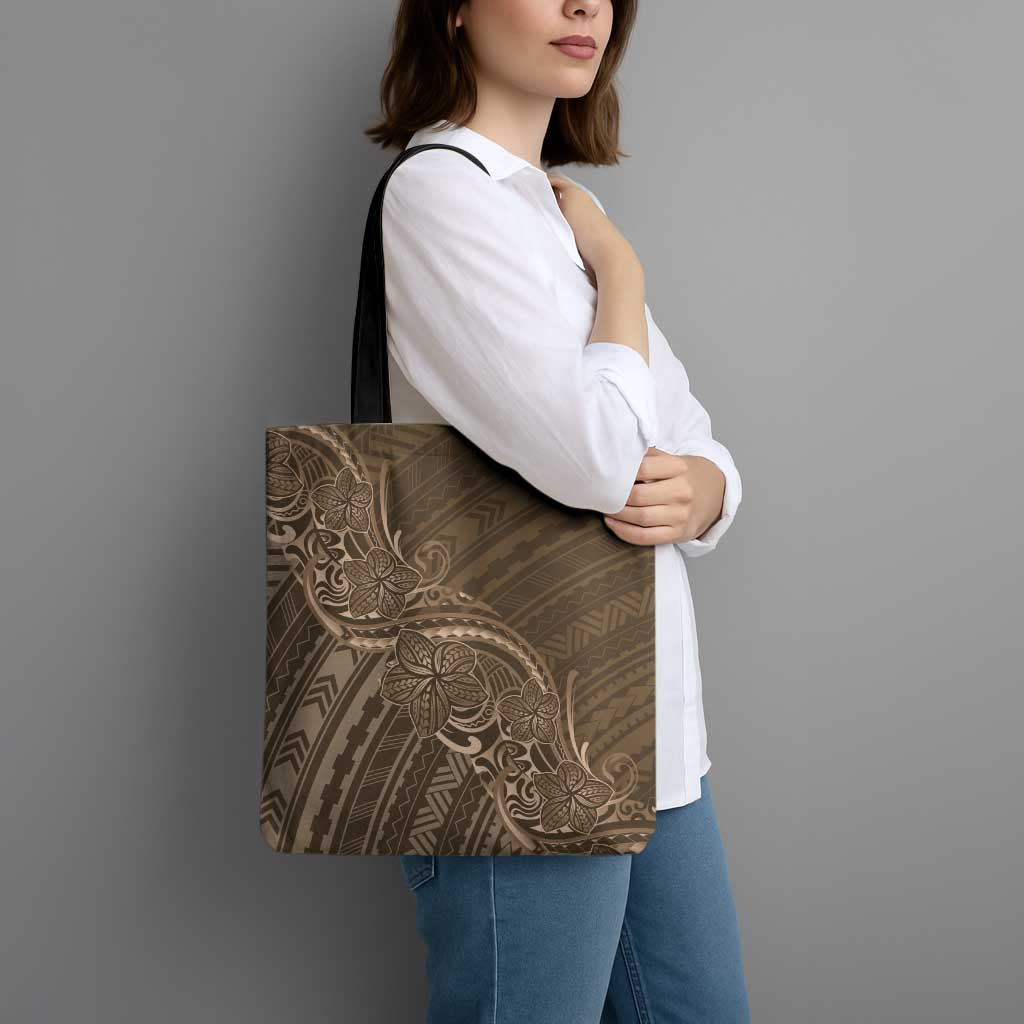 Brown Polynesia Plumeria Tattoo Tote Bag LT14 - Polynesian Pride