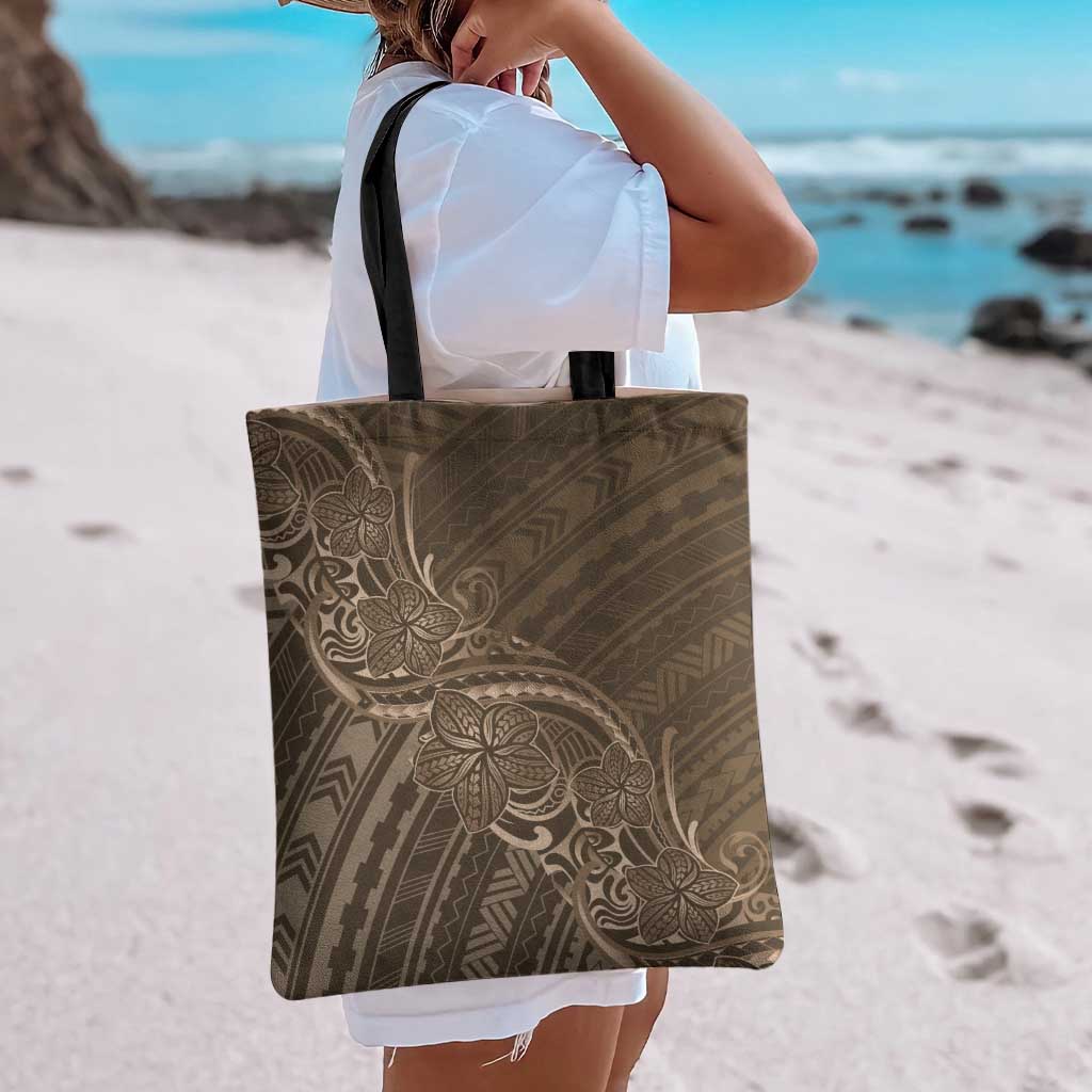 Brown Polynesia Plumeria Tattoo Tote Bag LT14 - Polynesian Pride