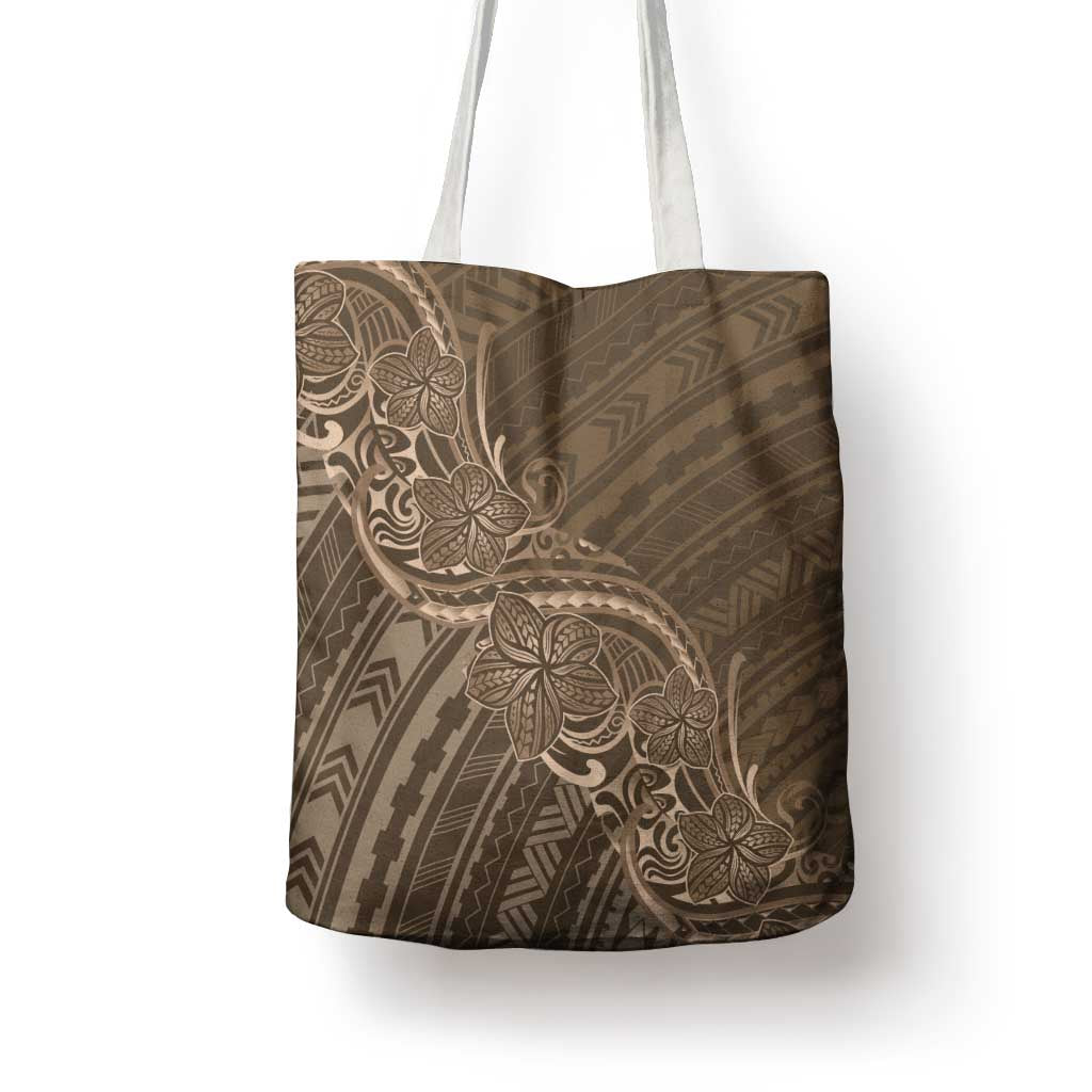 Brown Polynesia Plumeria Tattoo Tote Bag LT14 - Polynesian Pride