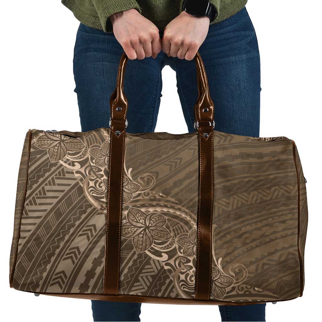 Brown Polynesia Plumeria Tattoo Travel Bag