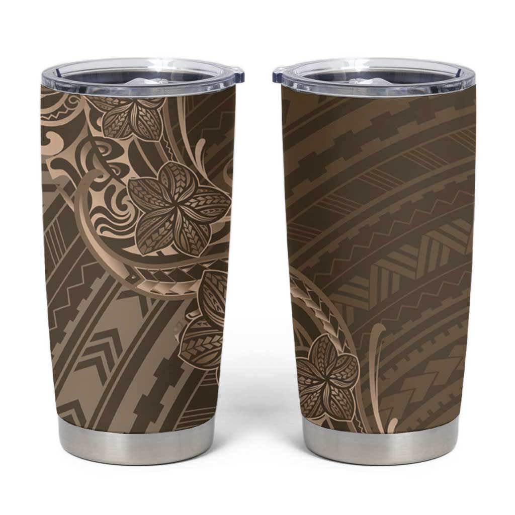 Brown Polynesia Plumeria Tattoo Tumbler Cup LT14 Brown - Polynesian Pride