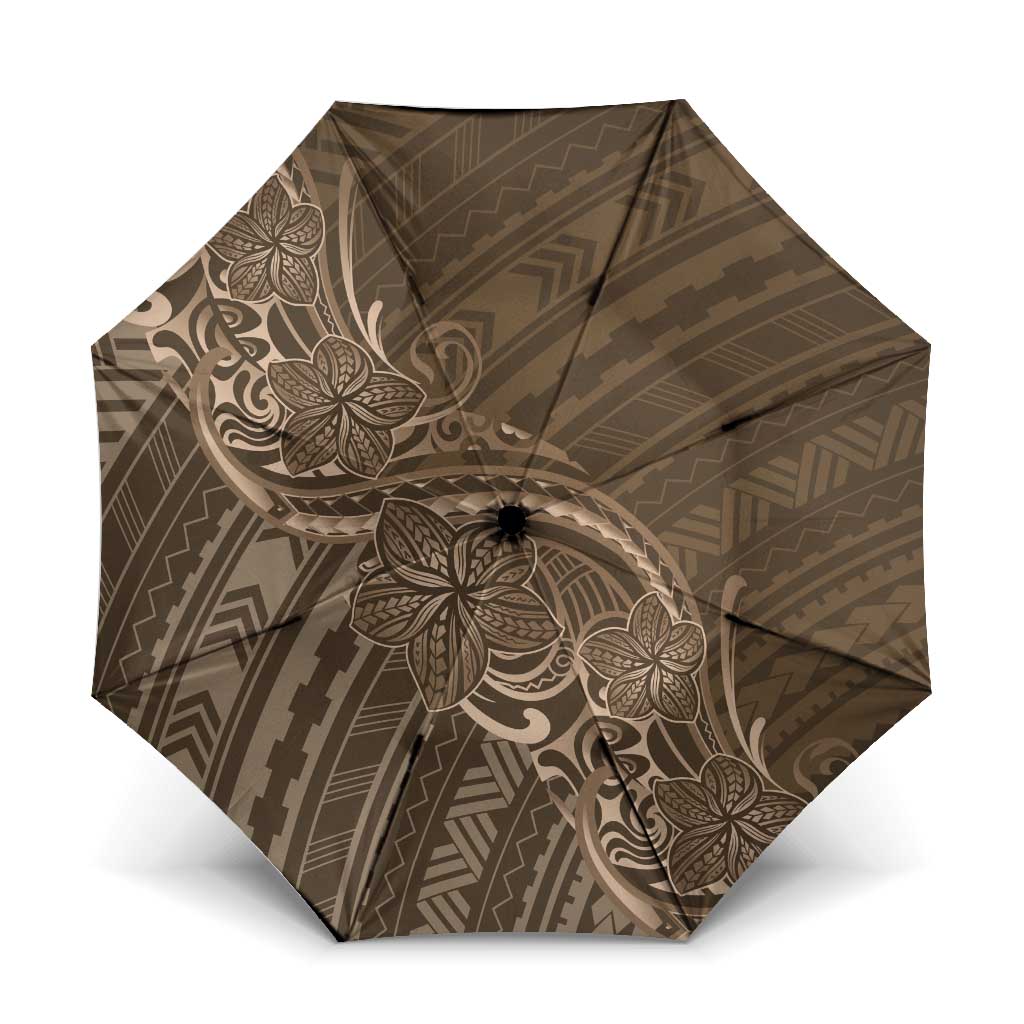 Brown Polynesia Plumeria Tattoo Umbrella