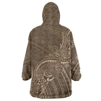 Brown Polynesia Plumeria Tattoo Wearable Blanket Hoodie LT14 - Polynesian Pride