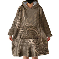 Brown Polynesia Plumeria Tattoo Wearable Blanket Hoodie LT14 - Polynesian Pride