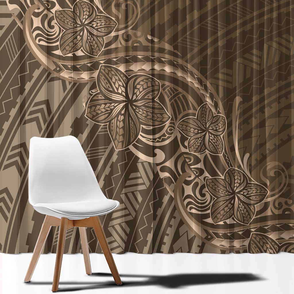 Brown Polynesia Plumeria Tattoo Window Curtain LT14 - Polynesian Pride