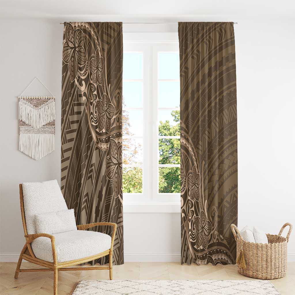 Brown Polynesia Plumeria Tattoo Window Curtain LT14 - Polynesian Pride