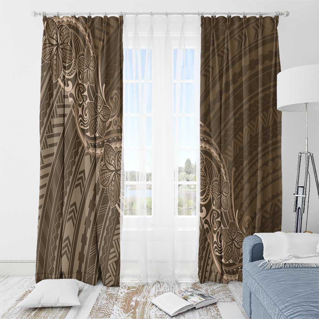 Brown Polynesia Plumeria Tattoo Window Curtain LT14 - Polynesian Pride